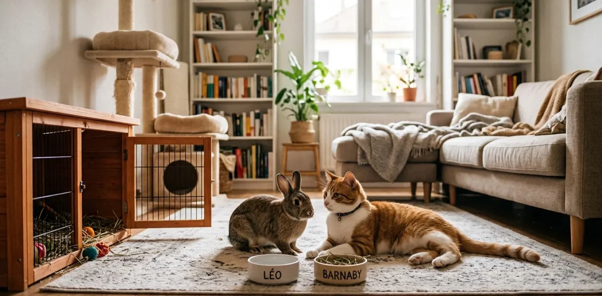 Comment réussir la cohabitation entre un lapin et un chat à la maison ?