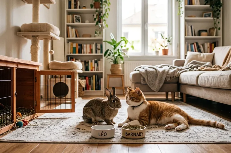 Comment réussir la cohabitation entre un lapin et un chat à la maison ?
