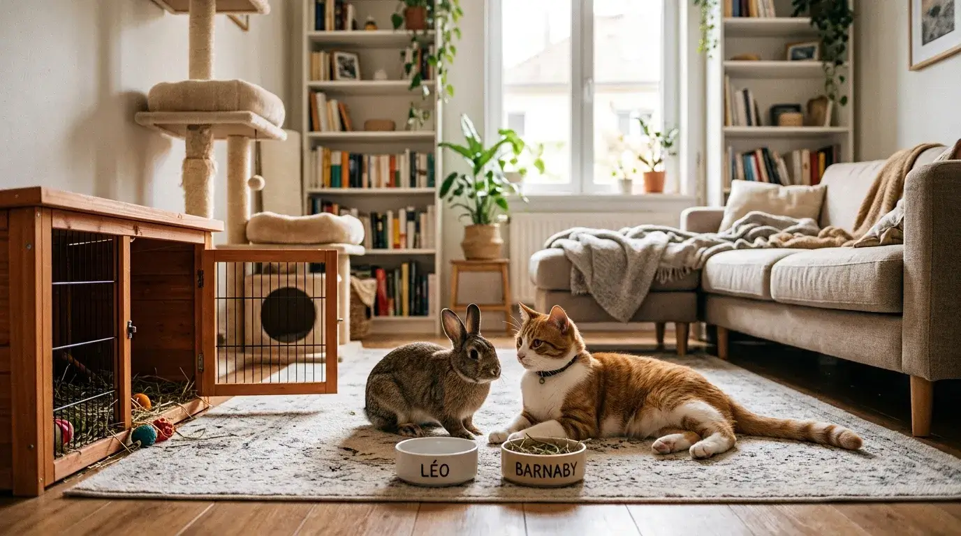 Comment réussir la cohabitation entre un lapin et un chat à la maison ?